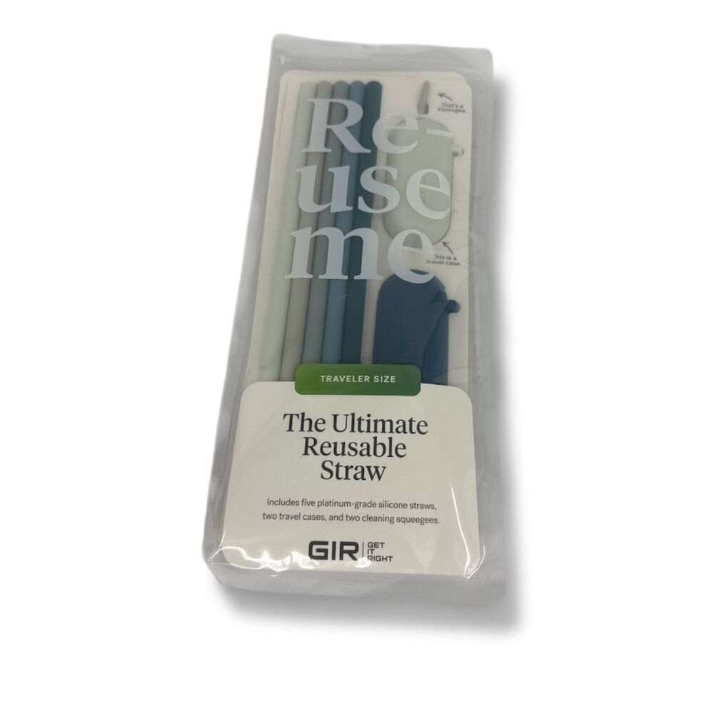 Silicone Reusable Tumbler Straws travel set NEW recycle reuse
